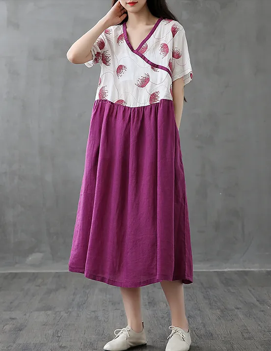 Long Sleeve Summer Spring Cotton Linen Women Dresses DZA206131