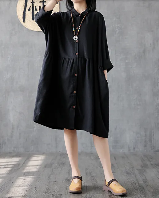 Long Sleeve Summer Spring Linen Women Dresses DZA206104