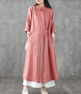 Long Sleeve Summer Spring Linen Women loose Dresses DZA05252