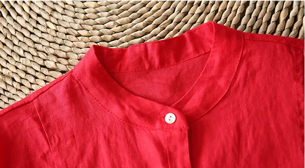 Long Sleeve Summer Women Casual Blouse Linen Shirts Tops DZA2006136