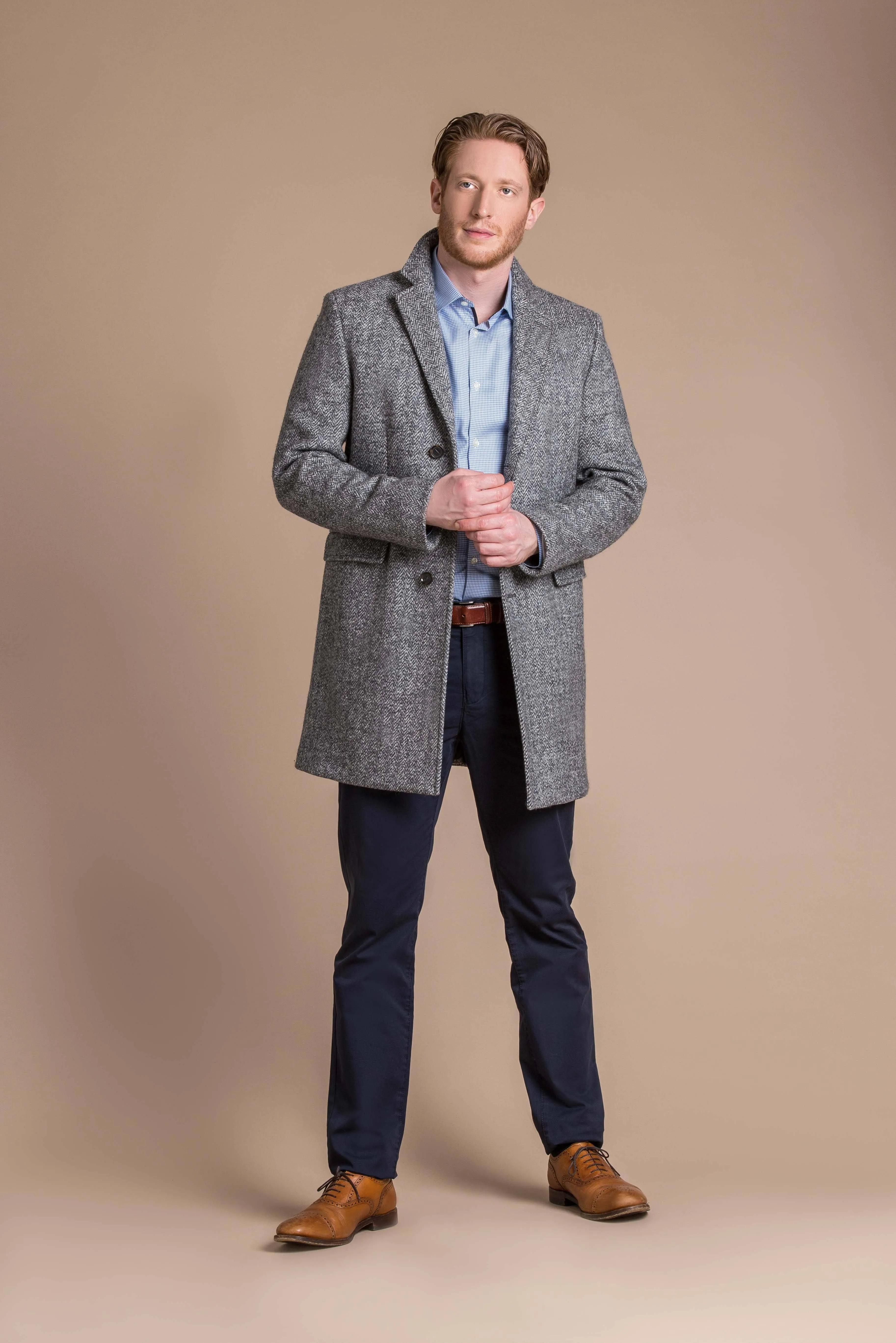 Louis - Pure Italian Wool Herringbone Weave Overcoat