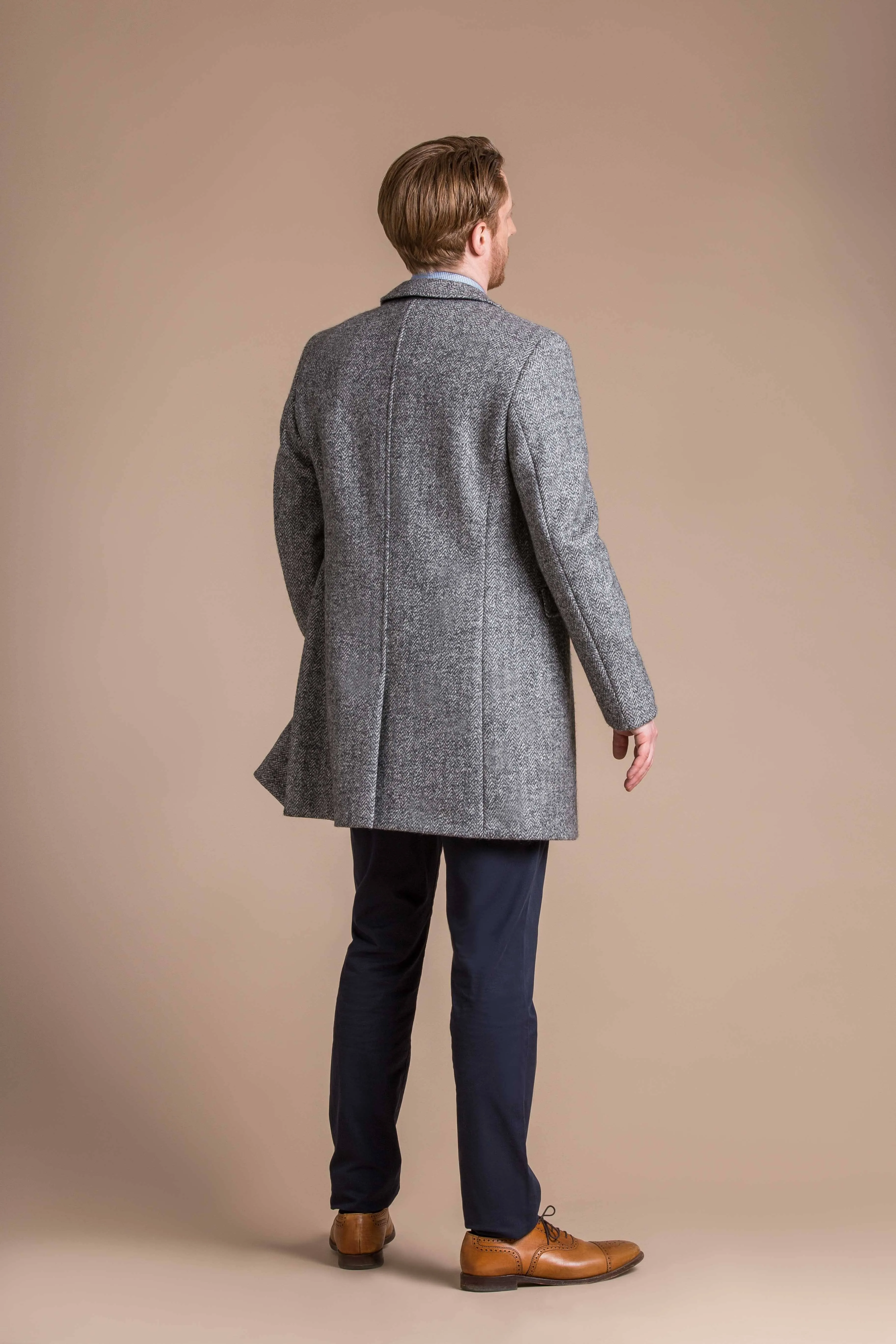 Louis - Pure Italian Wool Herringbone Weave Overcoat