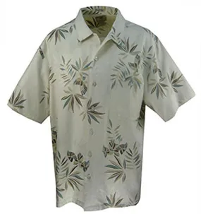 Luau Striped Leaves Sportswear, Silk Striped Leaves Weave, & Mother of Pearl Buttons