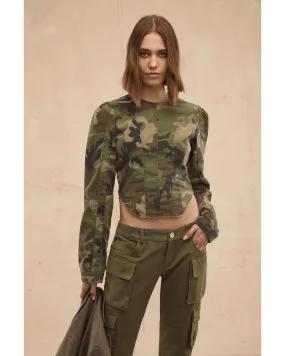 Lucy Camo Canvas Seamed Top