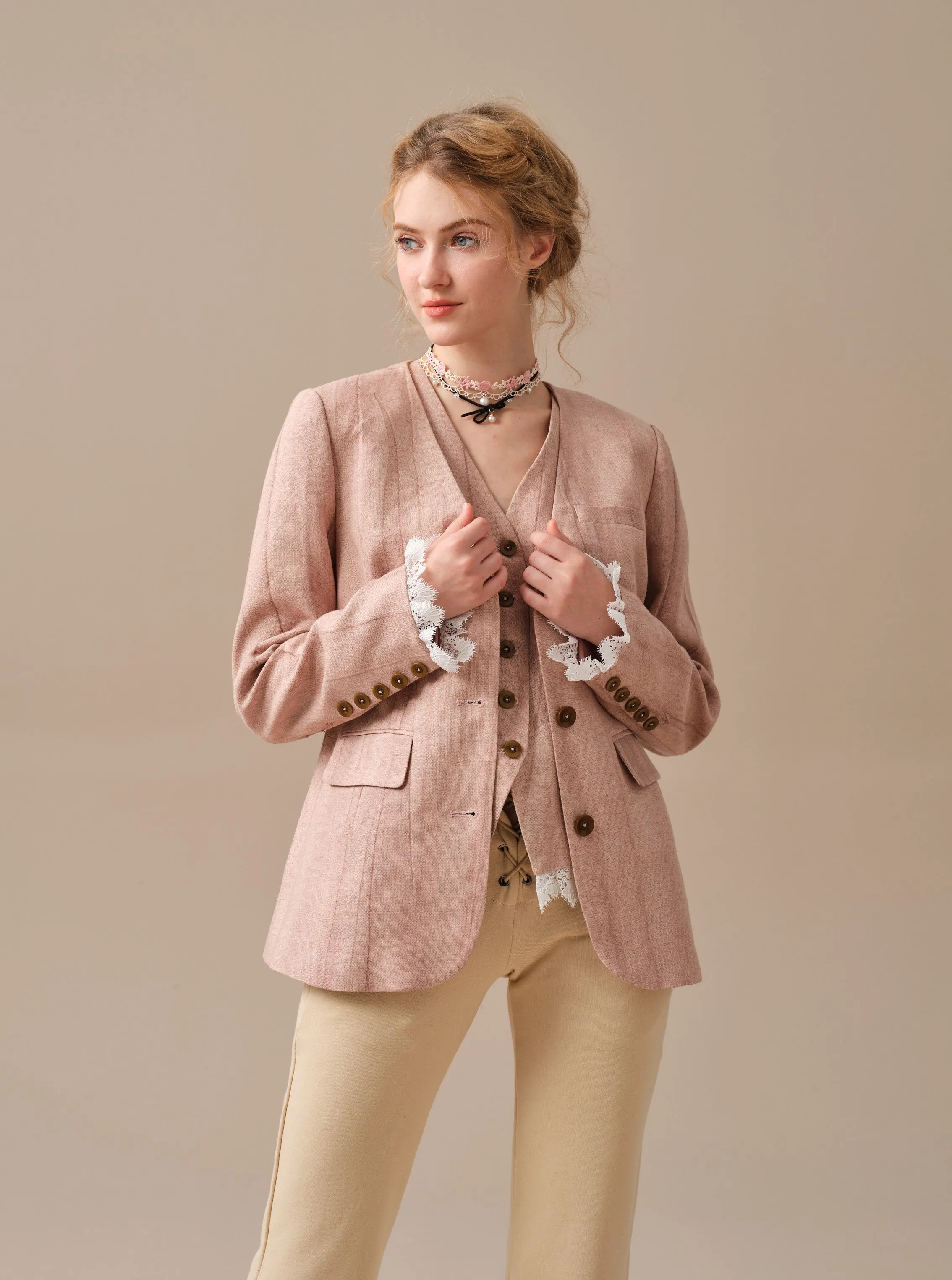 Mae 30 | 100% Linen Jacket with Vest