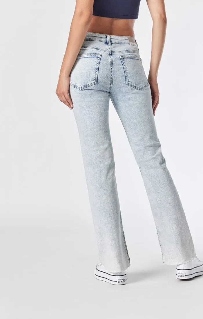 MARIA SLIT JEANS IN LIGHT RIPPED RECYCLED BLUE