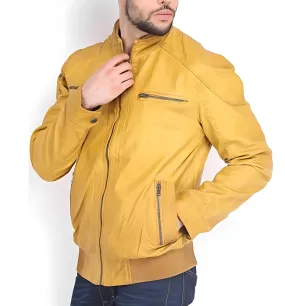 Men Yellow Quilted Shoulder Jacket