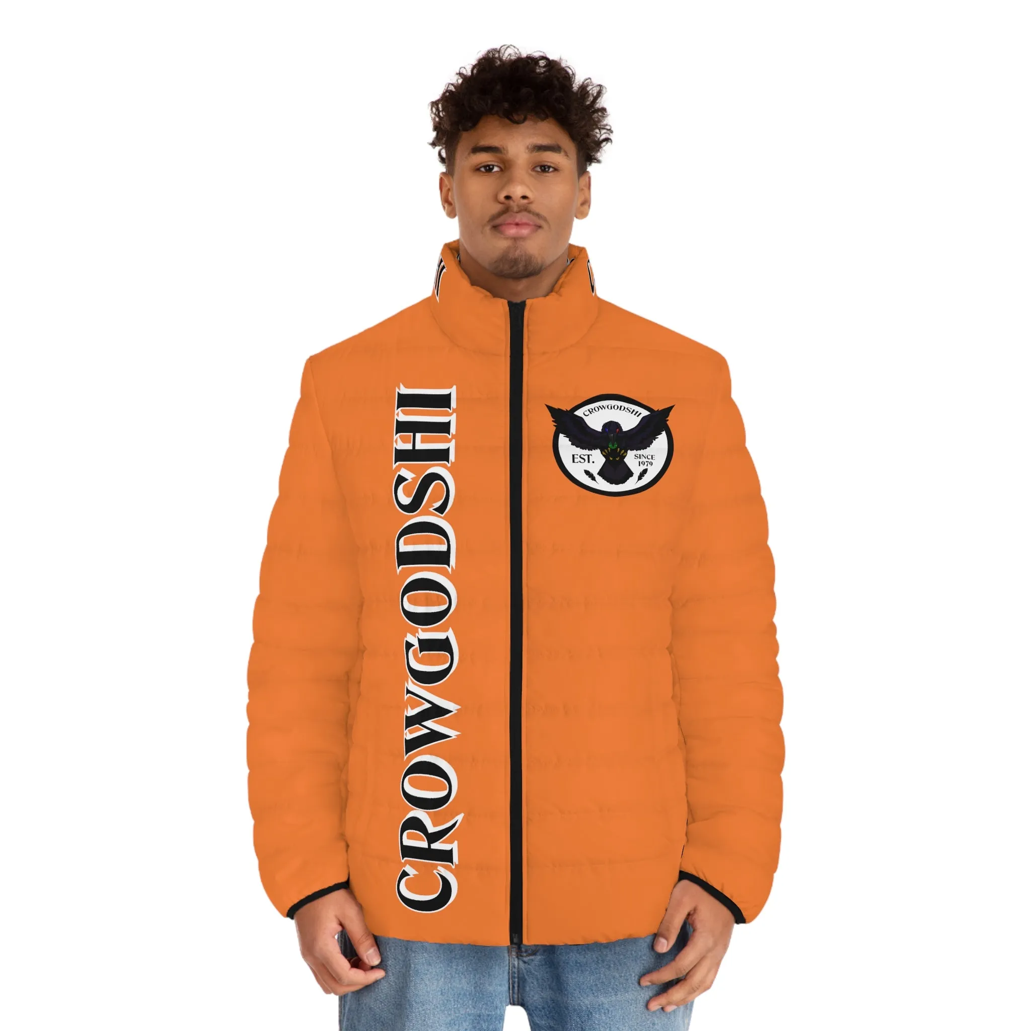 Men's CROWGODSHI Puffer Jacket, LIGHT ORANGE