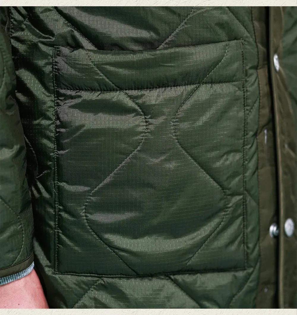 Men's Quilted Plaid Thick Warm Military Casual Vintage Parkas