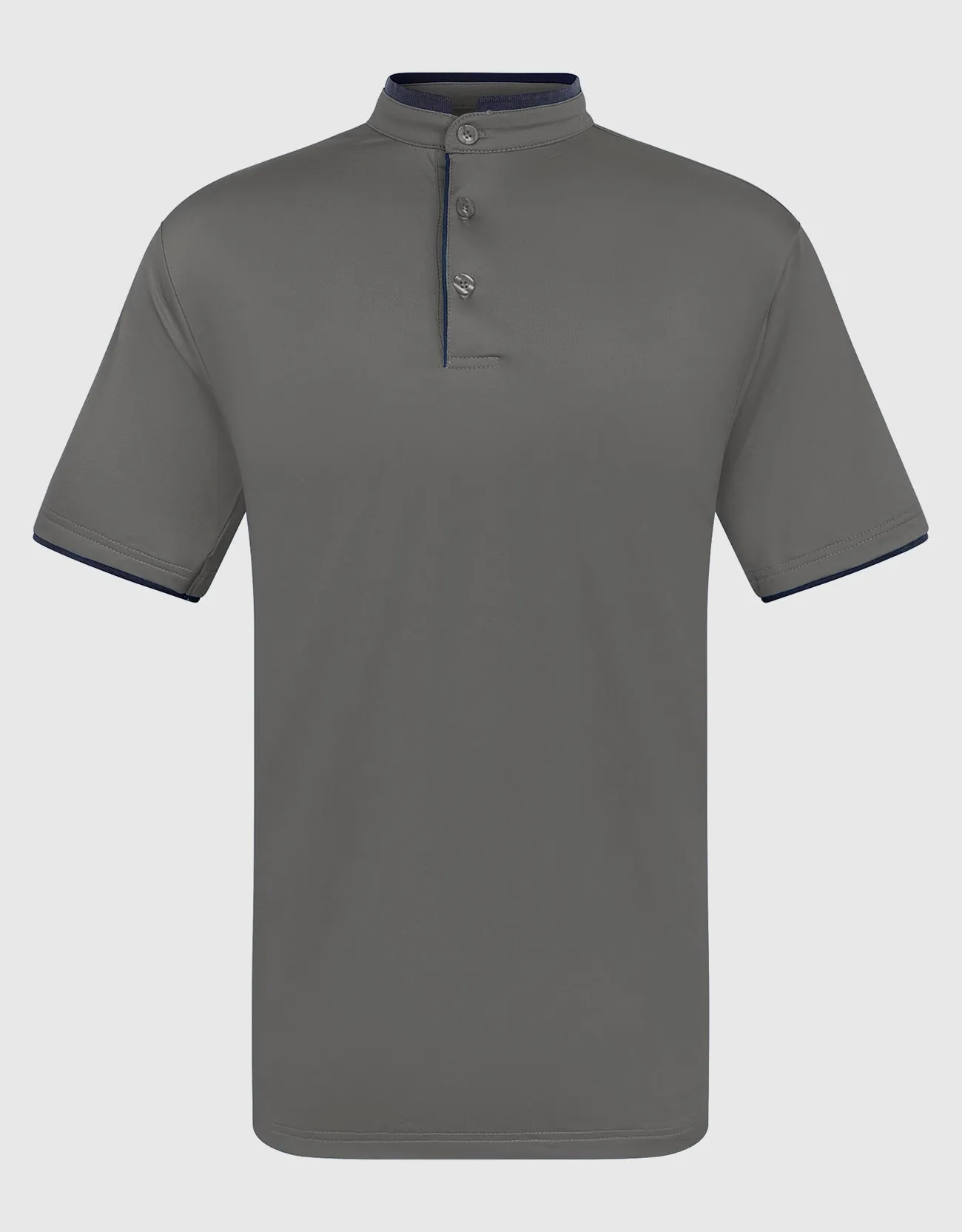 Men's Short Sleeve Henley Polo Shirt with Contrast-Trim