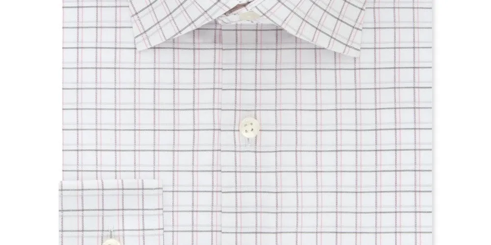 Michael Kors Men's Plaid Collared Classic Fit Stretch Dress Shirt White Size 15X32X33