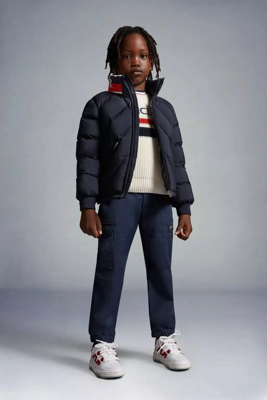 Moncler Enfant Boys Down Victor Bomber Jacket in Navy