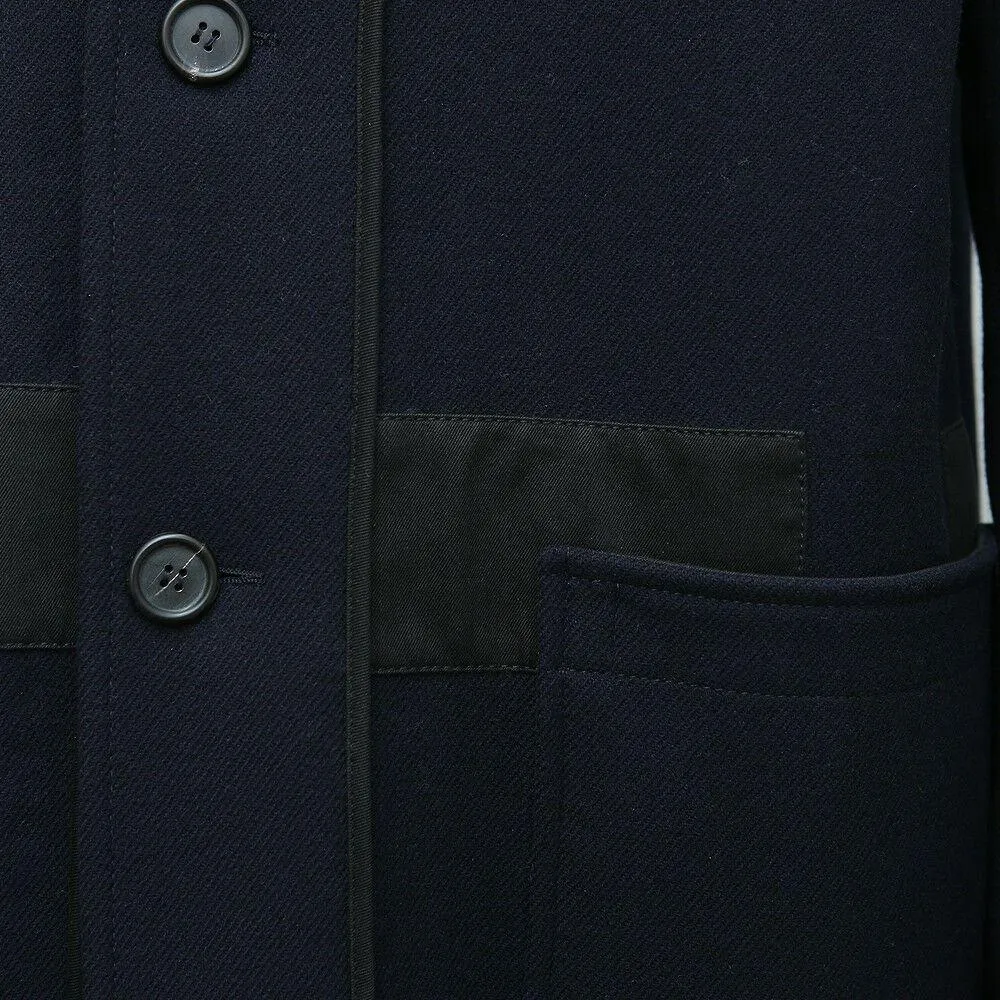 Navy Blue Hooded Overcoat With Detachable Sheep Fur Lining