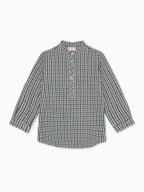 Navy Tartan Mateo Long Sleeve Boy Shirt