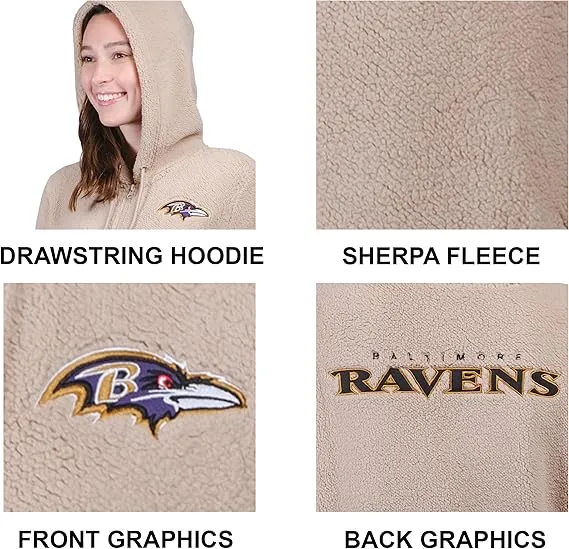 NFL Official Women's Super Soft Sherpa Full Zip Hoodie Sweatshirt Jacket|Buffalo Bills