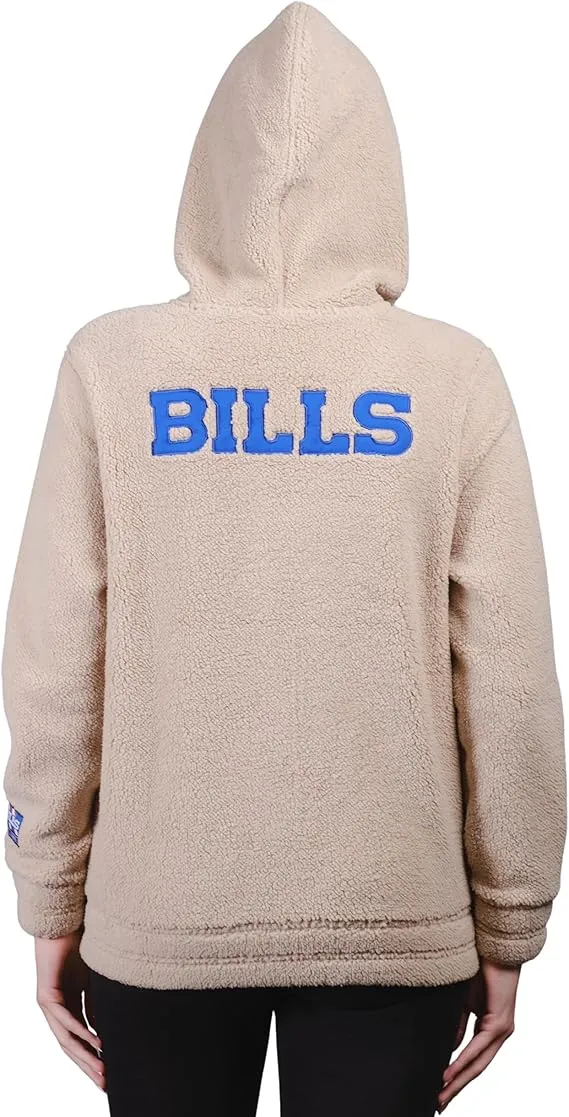 NFL Official Women's Super Soft Sherpa Full Zip Hoodie Sweatshirt Jacket|Buffalo Bills