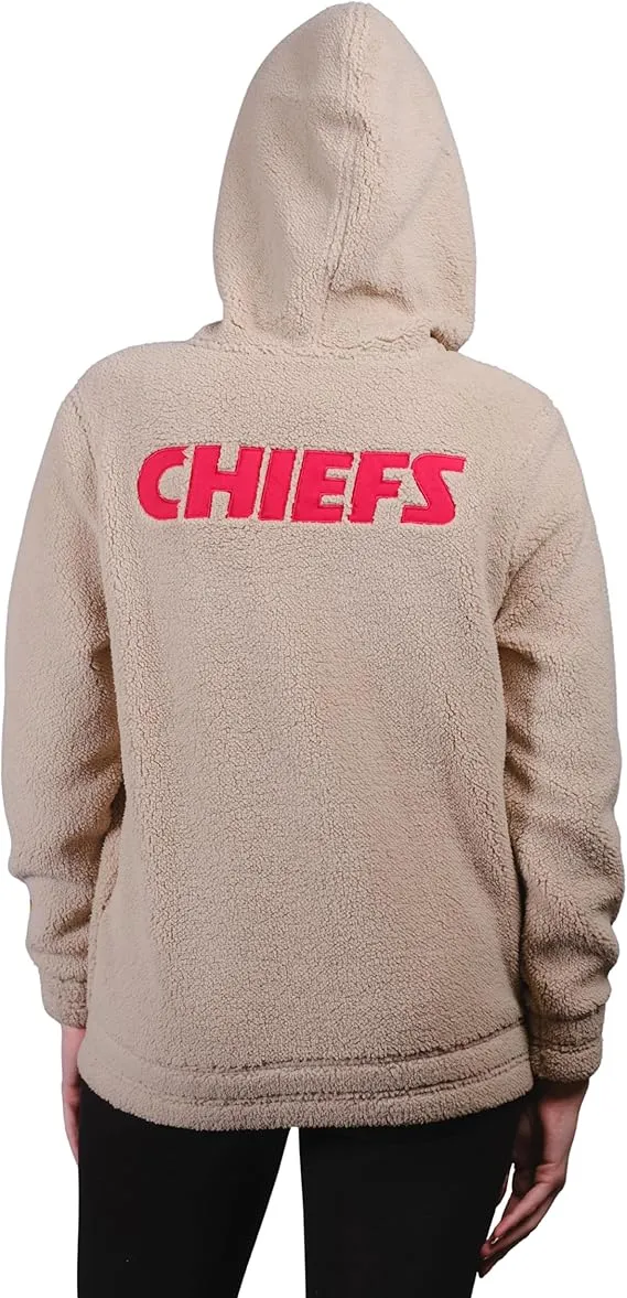 NFL Official Women's Super Soft Sherpa Full Zip Hoodie Sweatshirt Jacket,|Kansas City Chiefs