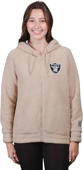 NFL Official Women's Super Soft Sherpa Full Zip Hoodie Sweatshirt Jacket|Las Vegas Raiders