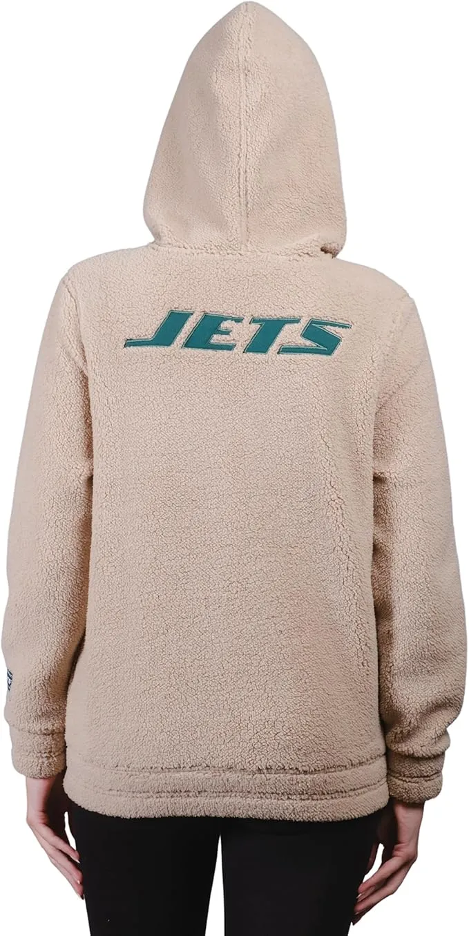 NFL Official Women's Super Soft Sherpa Full Zip Hoodie Sweatshirt Jacket|New York Jets