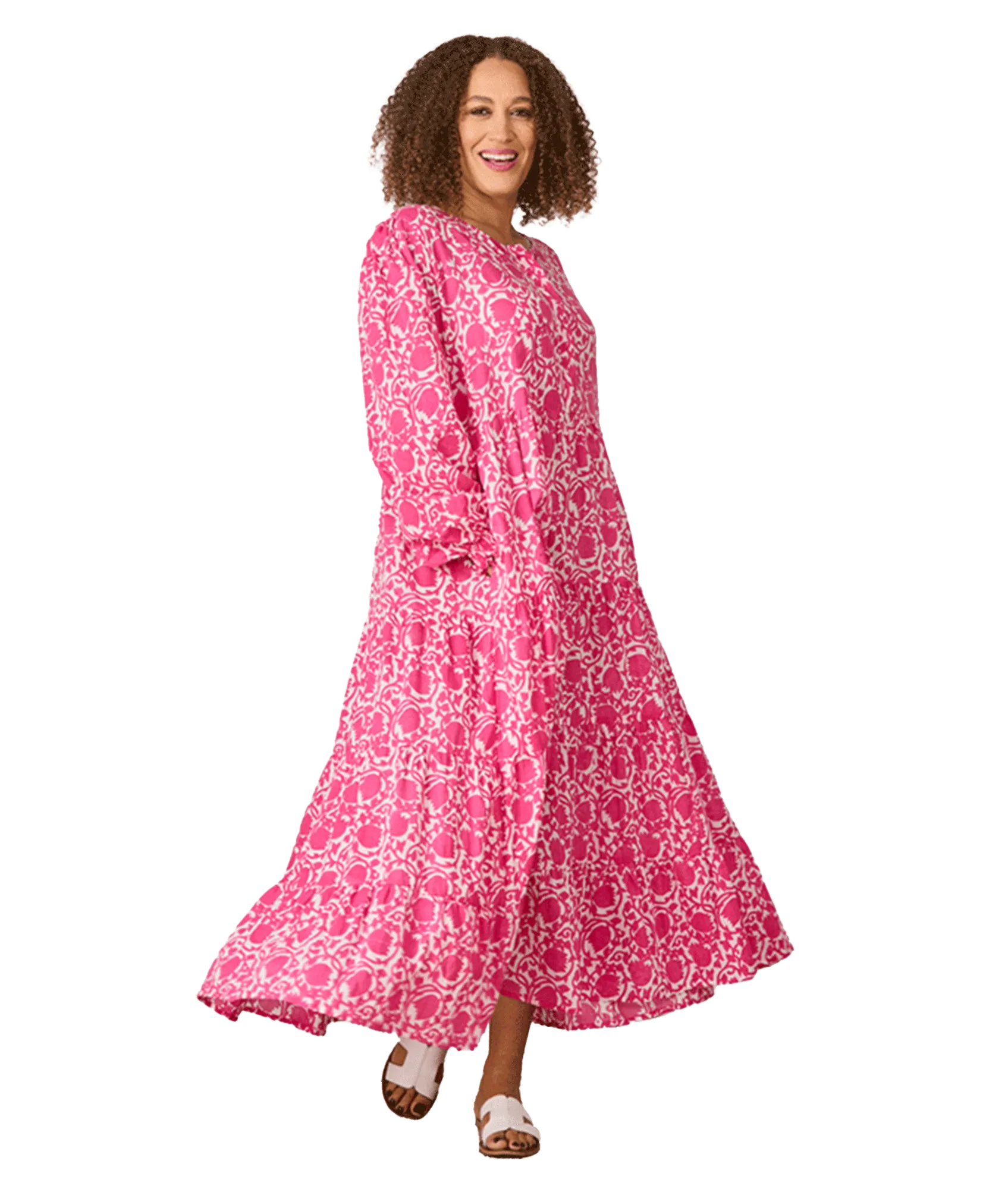 Nikkita Longsleeve Cotton Dress Printed Pattern - Pink