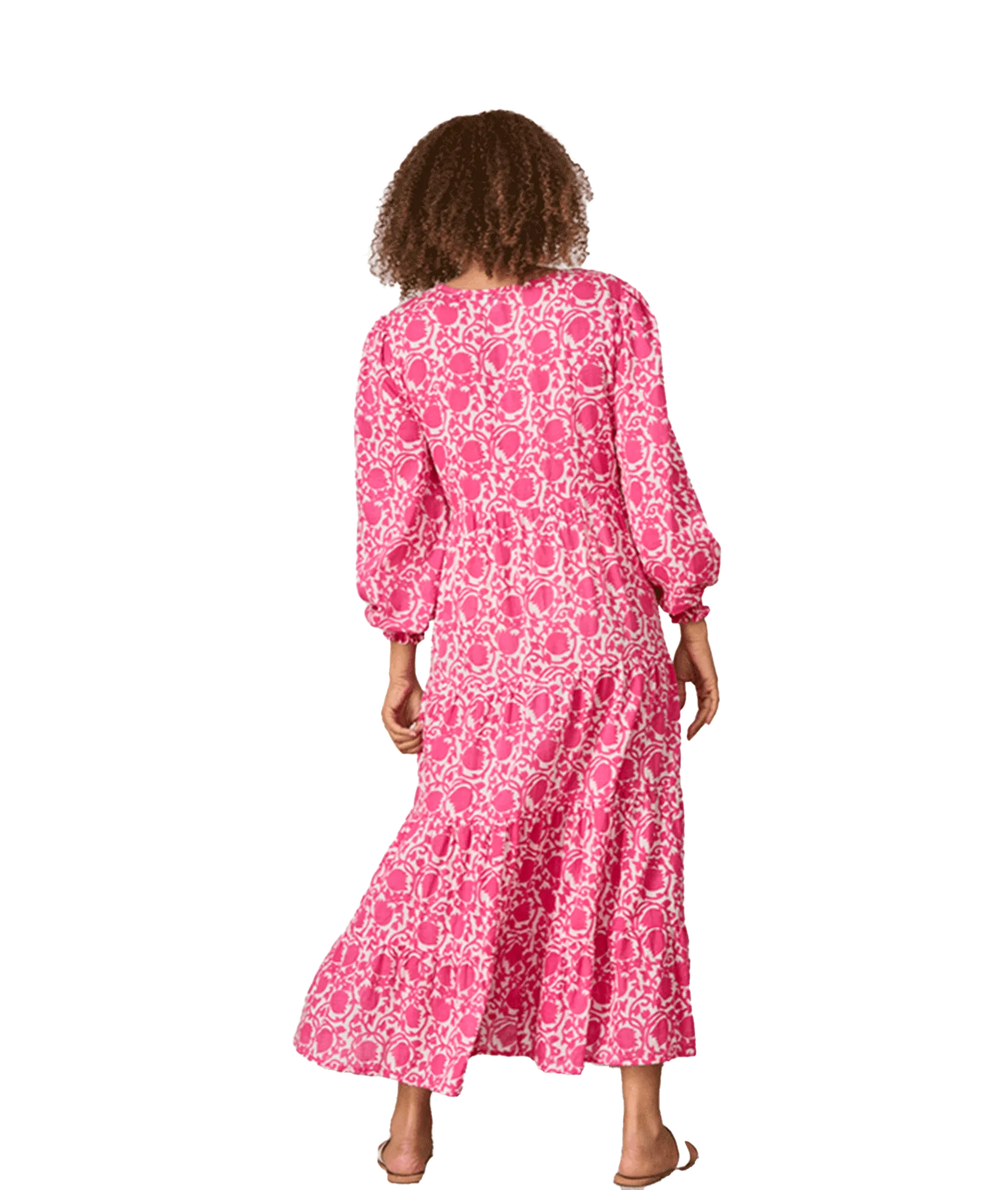 Nikkita Longsleeve Cotton Dress Printed Pattern - Pink