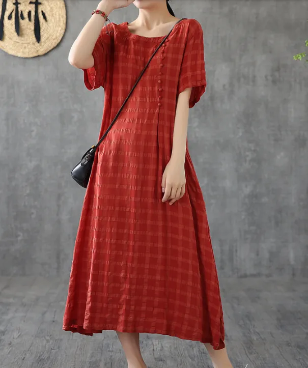 O Neck Summer Spring Cotton Linen Women Dresses DZA20672