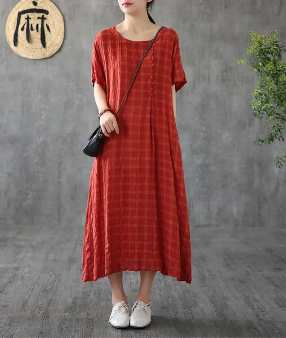 O Neck Summer Spring Cotton Linen Women Dresses DZA20672