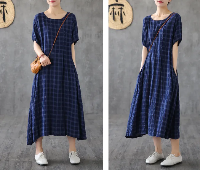 O Neck Summer Spring Cotton Linen Women Dresses DZA20672