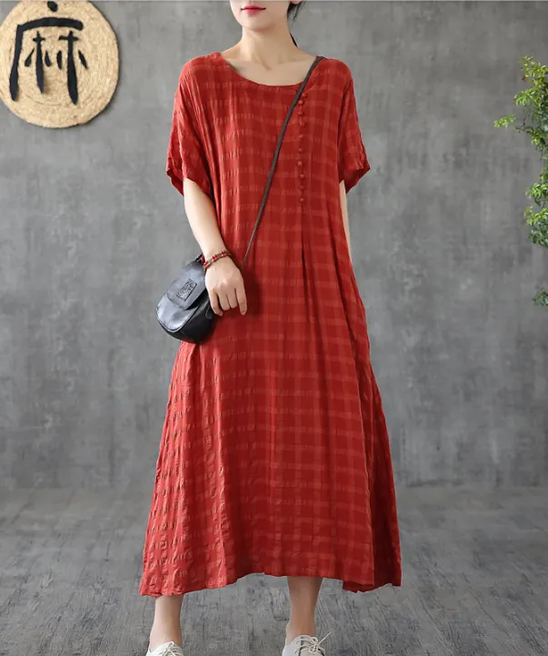 O Neck Summer Spring Cotton Linen Women Dresses DZA20672