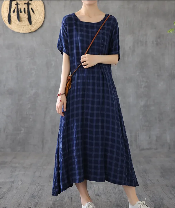 O Neck Summer Spring Cotton Linen Women Dresses DZA20672