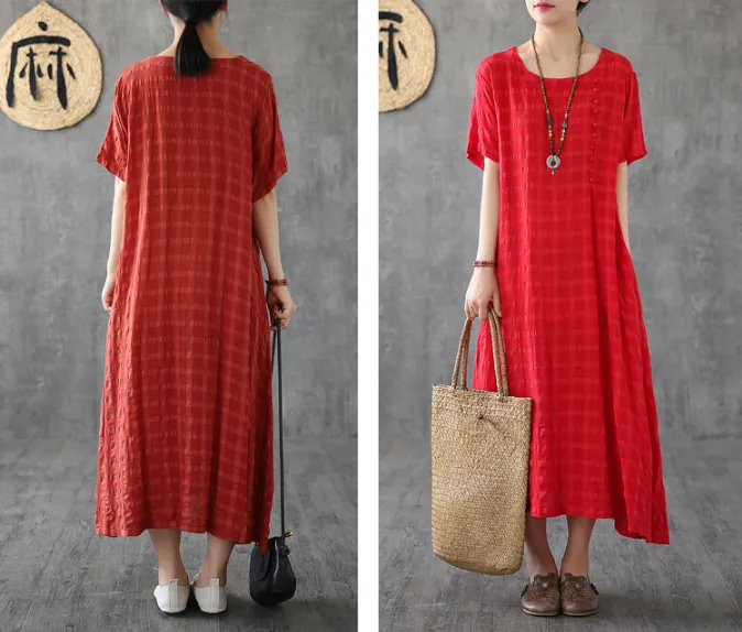 O Neck Summer Spring Cotton Linen Women Dresses DZA20672