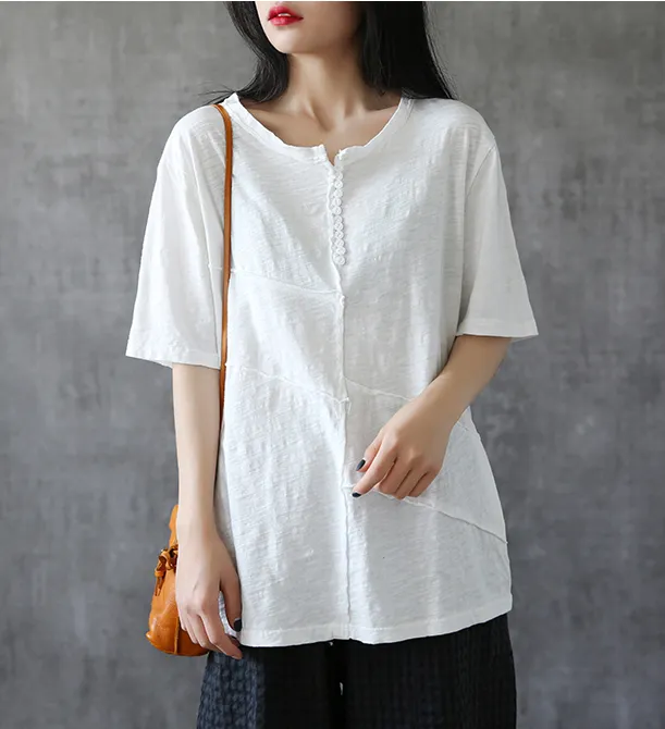 O Neck Summer Women Casual Blouse Cotton Linen Shirts  Women Tops DZA2005242