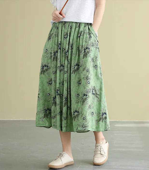 Patterned Casual Cotton loose fitting Women's Skirts DZA2007182