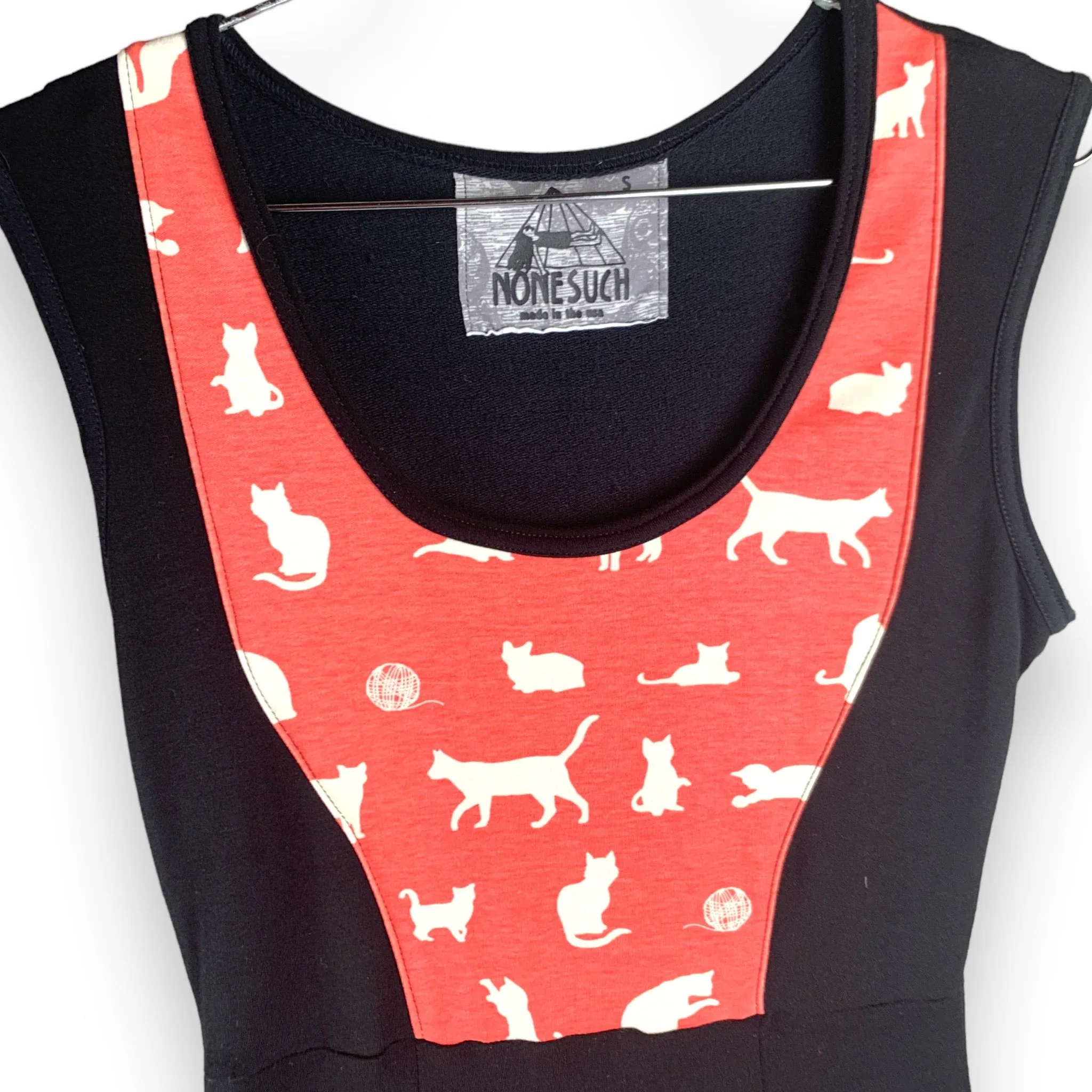 Peach Organic Cotton Cat Bib Sheath Dress