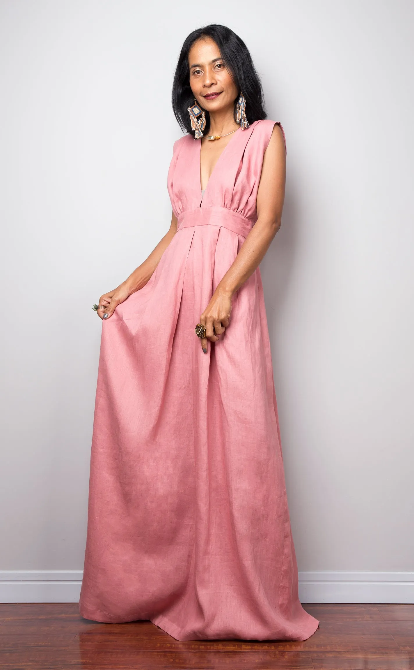 Pink Sleeveless Linen dress