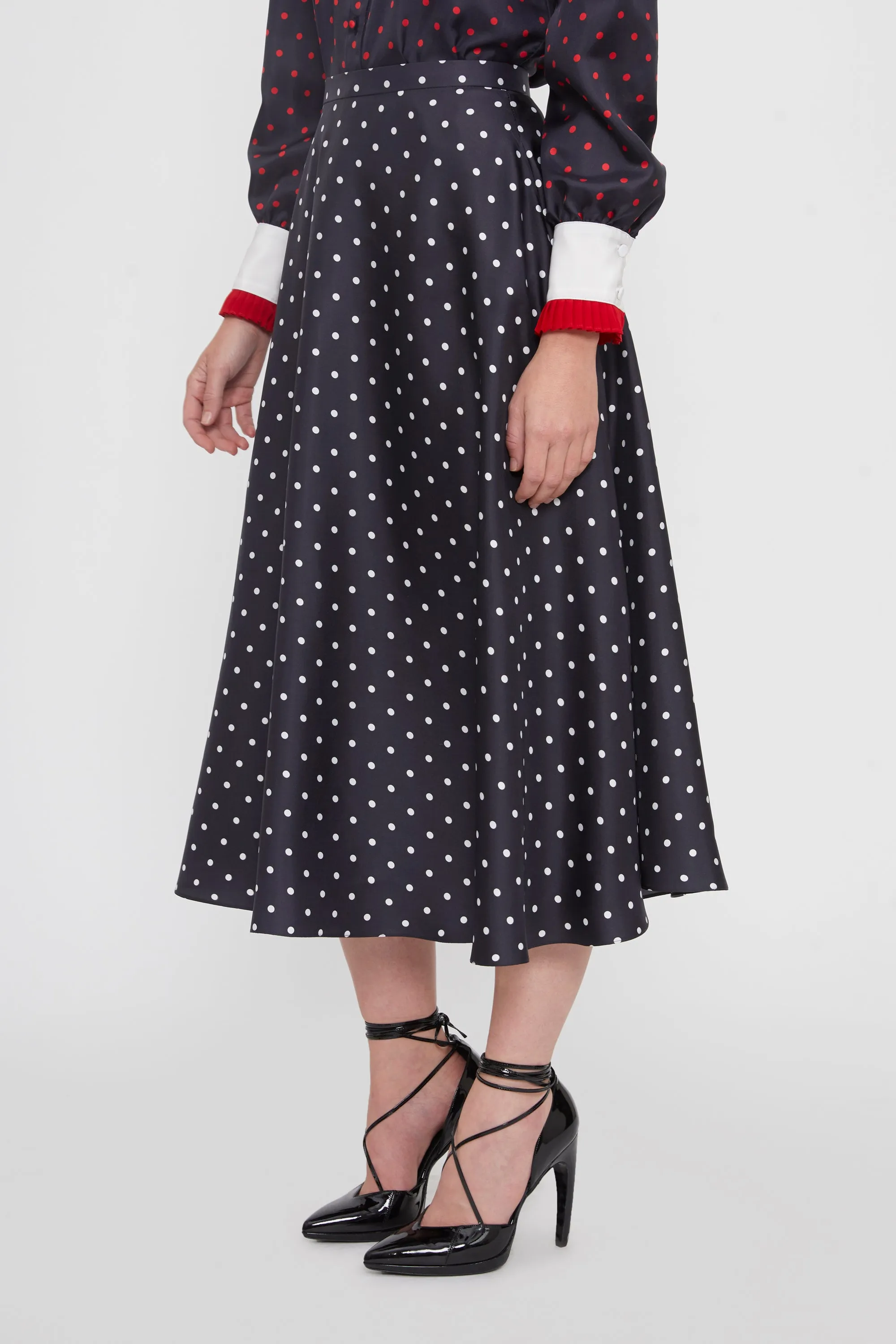 Polka Dot Silk Twill Skirt