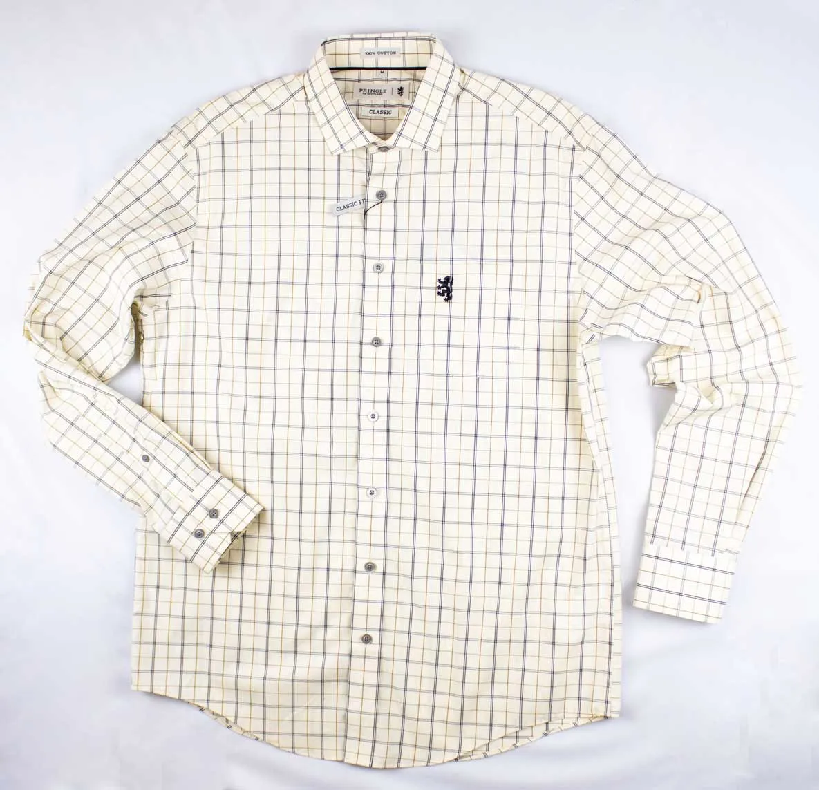 Pringle LS Khaki Classic Reg Fit Shirt