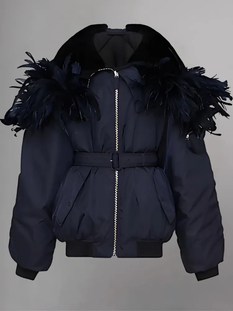 Re-Nylon Shearling Lining Feather Bomber Jacket