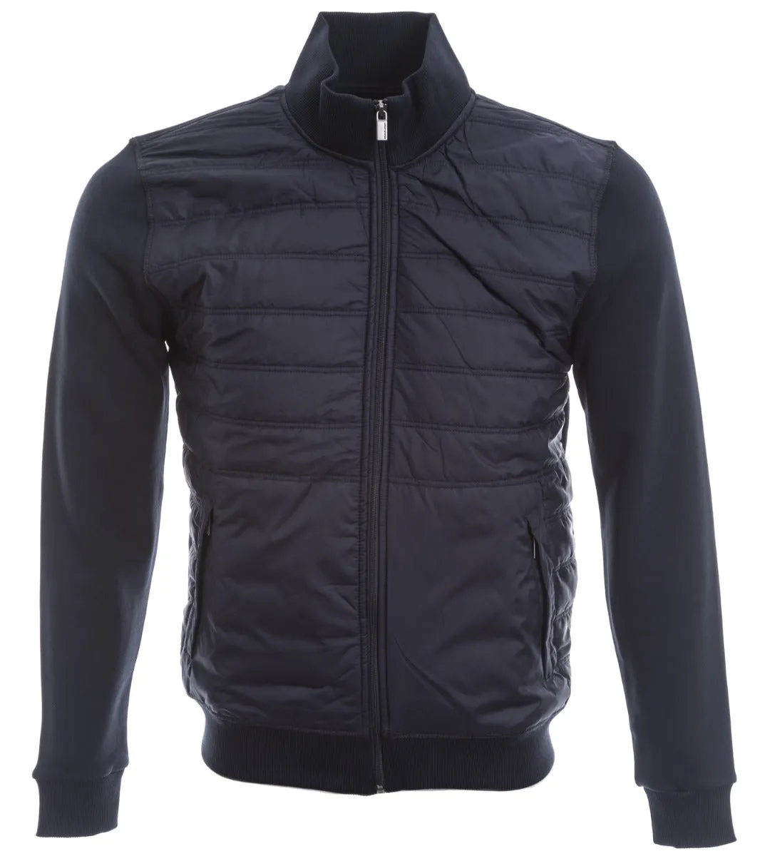 Remus Uomo Quilted Nylon Zip Through Jacket in Navy