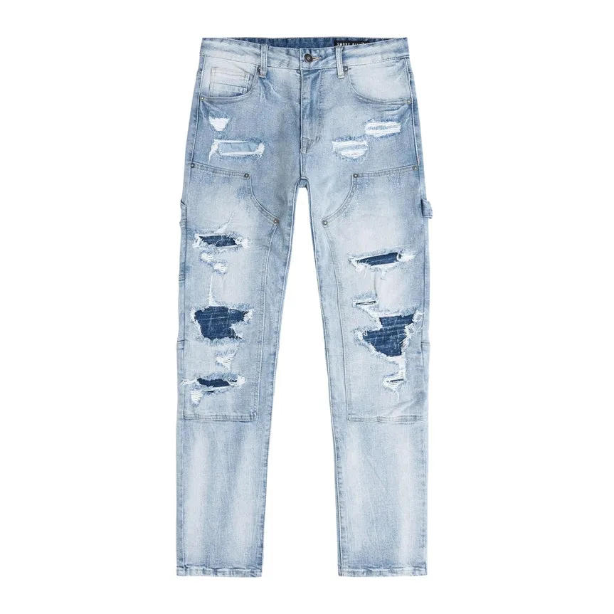 Rip & Repair Double Knee Jeans - Montauk Blue