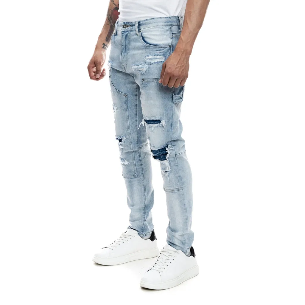 Rip & Repair Double Knee Jeans - Montauk Blue