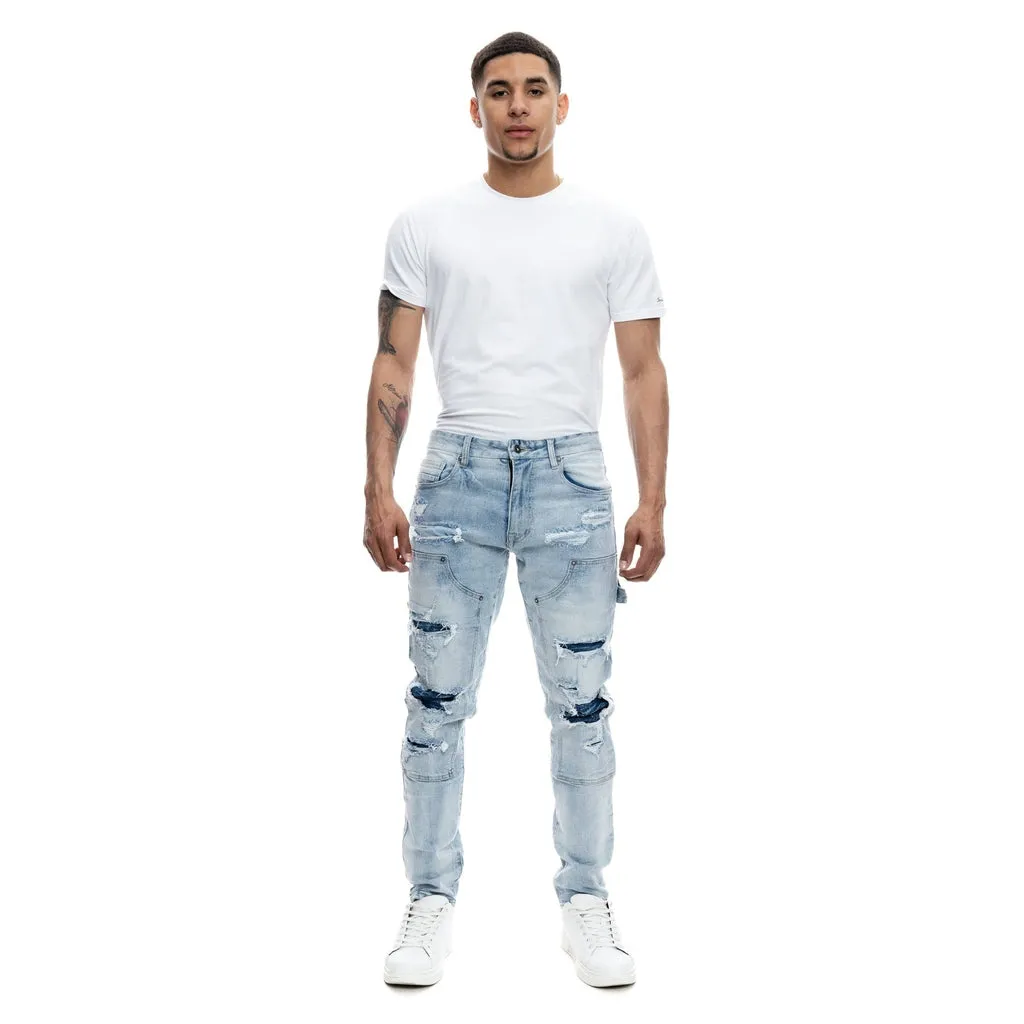 Rip & Repair Double Knee Jeans - Montauk Blue