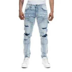 Rip & Repair Double Knee Jeans - Montauk Blue