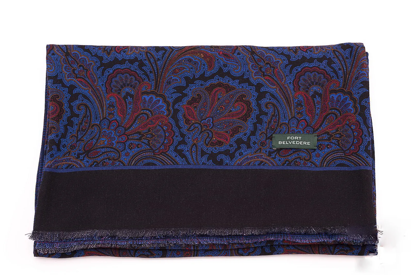 Royal Blue Paisley & Glen Check Reversible Scarf