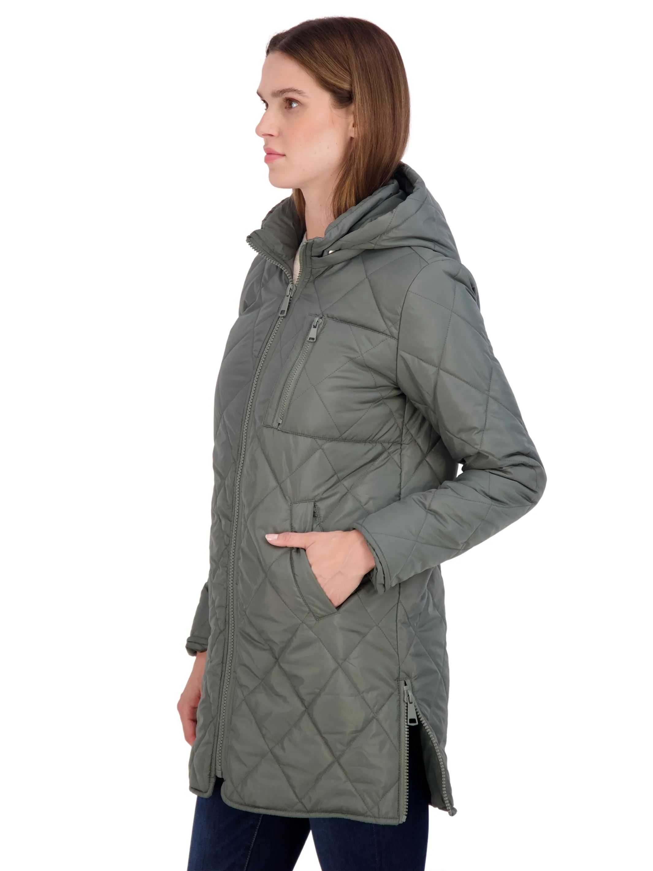 Sebby Junior's 3/4 Quilted Jacket with Hood