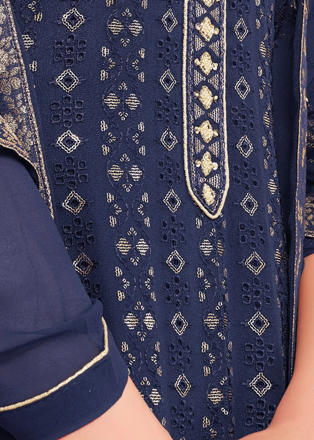 Sequins Embroidered Blue Pakistani Style Suit