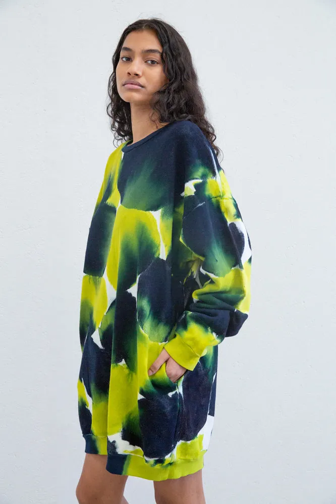 SHADE SWEATER OVERSIZED DRESS -Navy/Lime Green