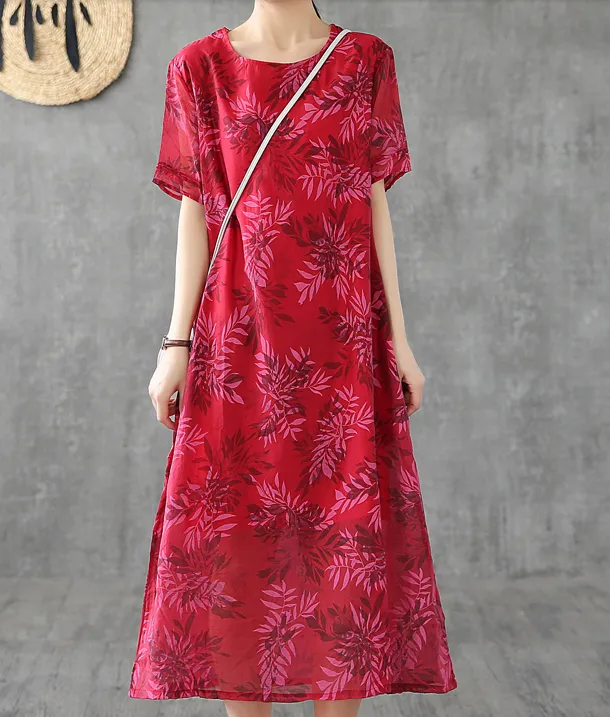 Short Sleeve Floral Print Summer Spring Cotton Linen Women Dresses DZA20668