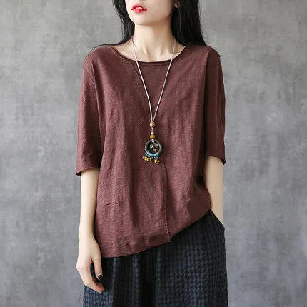 Short Sleeve Summer Women Casual Blouse Cotton Linen Shirts Women Tops DZA2005244