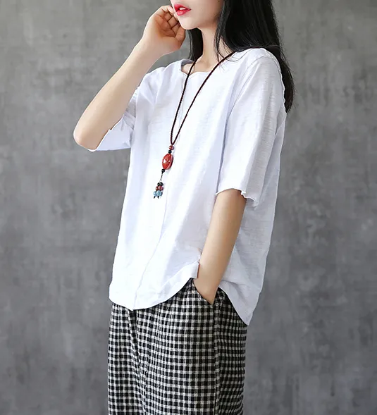 Short Sleeve Summer Women Casual Blouse Cotton Linen Shirts Women Tops DZA2005244